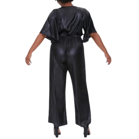 SEXY ☆ FAUX LEATHER/SATIN LOOK ☆ PEEK-A-BOO ☆ JUMPSUIT ☆ NWT - Picture 6 of 9